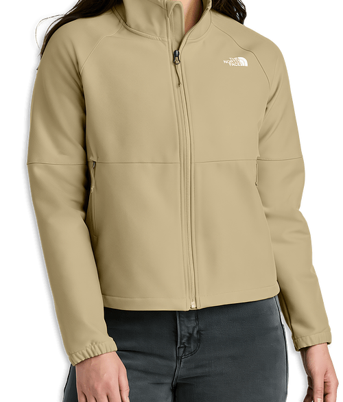 The North Face Women’s Barr Lake Recycled Soft Shell Jacket - Embroidered in Khaki Stone Dark Heather