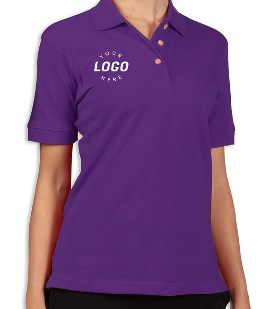 Blue Generation Women's Cotton Pique Polo - Printed in Purple