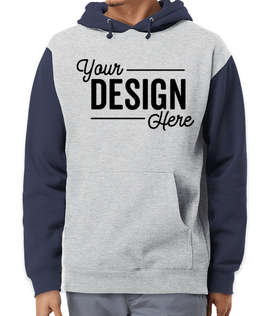 Independent Trading Heavyweight Pullover Hoodie - Color: Grey Heather / Slate Blue