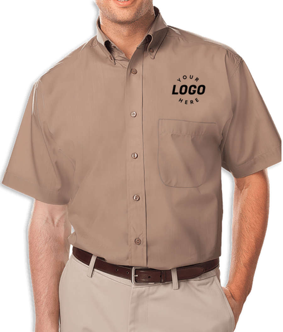 Blue Generation Value Short Sleeve Poplin Dress Shirt - Printed in Tan