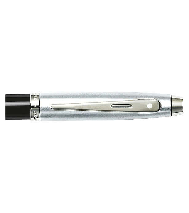 Laser Engraved Sheaffer 100 Glossy Black and Chrome Ballpoint Pen (blue ink)