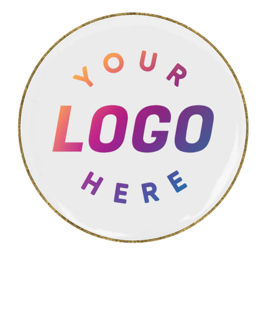 1" Round Lapel Pin in White / Brass
