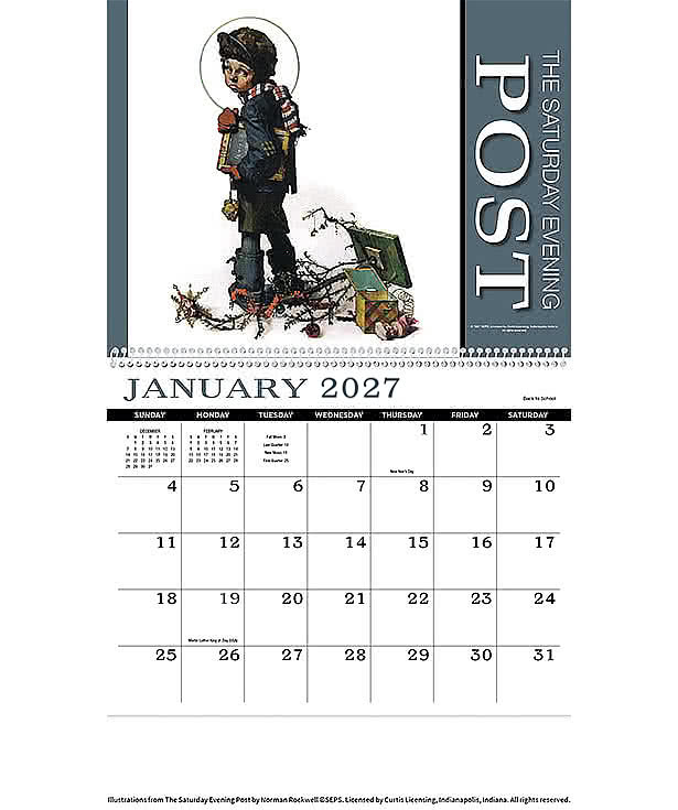Full Color Saturday Evening Post Spiral Wall Calendar