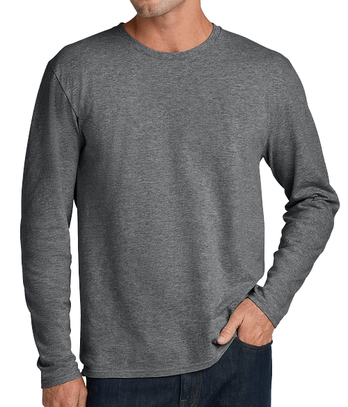 Port & Company Easy Cotton Long Sleeve T-shirt in Graphite Heather