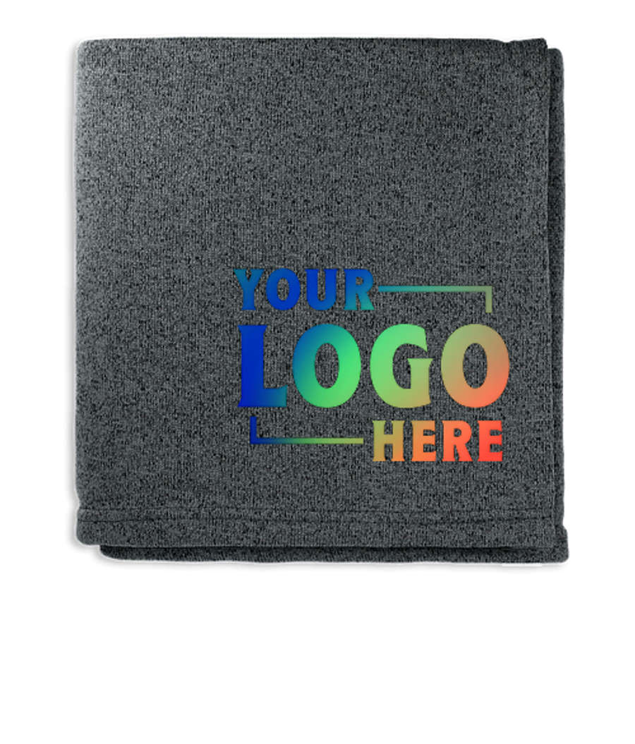 Heathered Fleece Throw Blanket in Black
