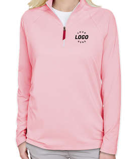 Devon & Jones Women's CrownLux Performance Quarter Zip Sweatshirt - Color: Red