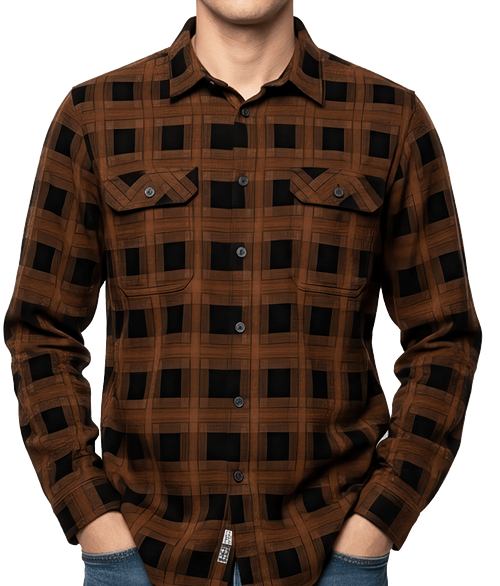 Stormtech Chesapeake Plaid Long Sleeve Shirt in Black / Camel Plaid