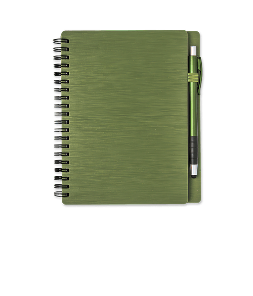 Mercury Hard Cover Spiral Notebook with Stylus Pen in Olive Green
