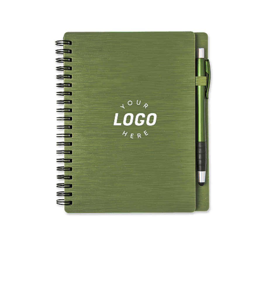 Mercury Hard Cover Spiral Notebook with Stylus Pen in Olive Green