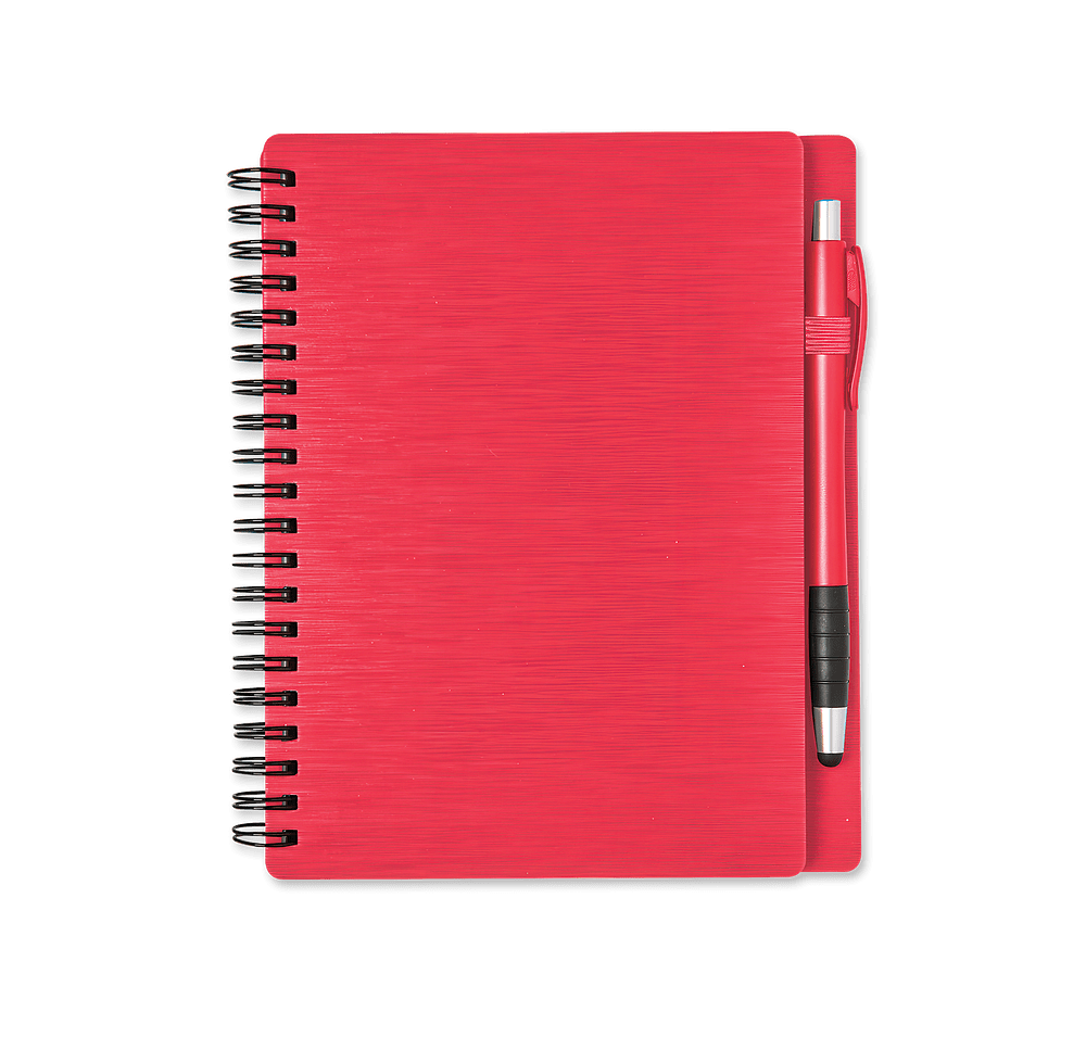 Mercury Hard Cover Spiral Notebook with Stylus Pen-default