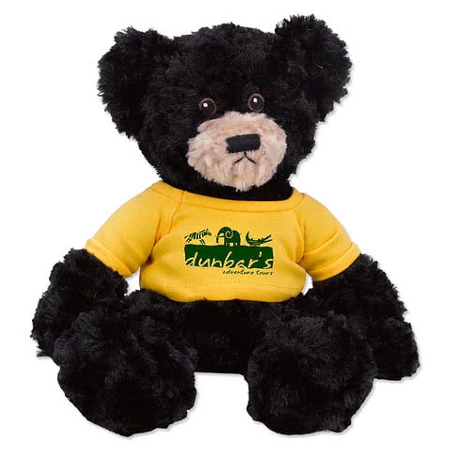 Full Color 10" Black Dexter Bear Plush Animal in Pink