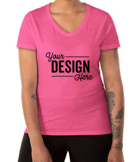 Hanes Women's Perfect-T Tri-Blend V-Neck T-shirt - Color: Jazzberry Pink Triblend