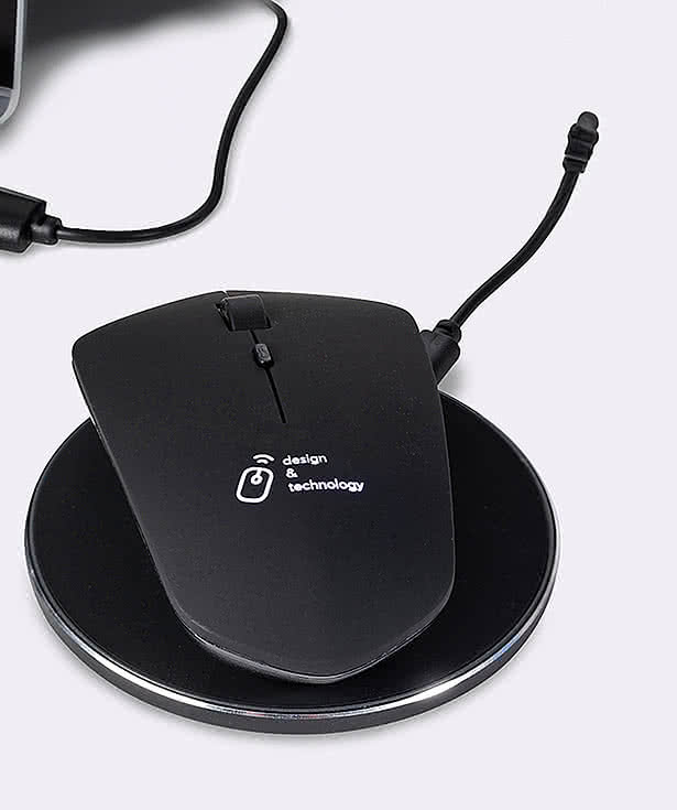 Laser Engraved SCX Innovative Design Wireless Mouse & Wireless Charger