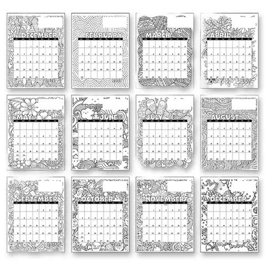 Small Monthly Coloring Desk Pad Calendar in 2027