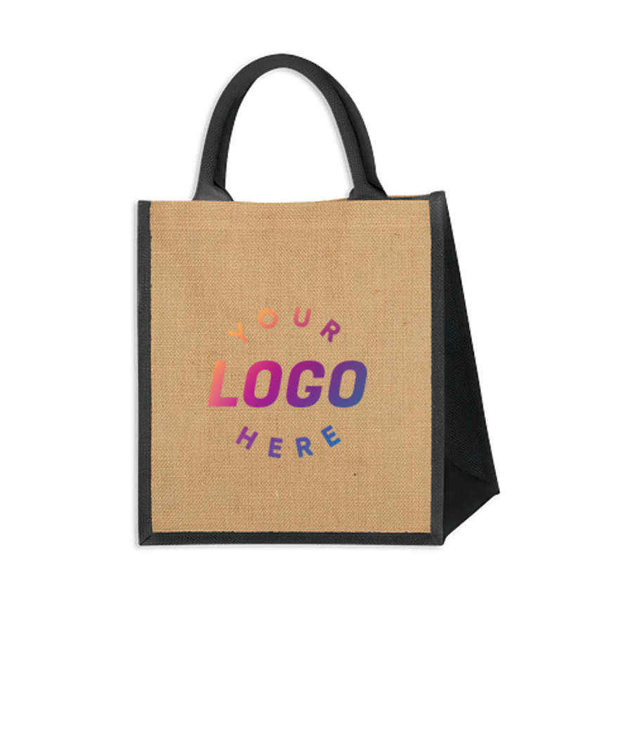 Escape Jute Tote Bag in Natural with Black