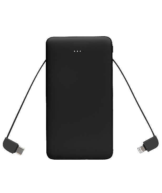 10,000 mAh Portable Power Bank with Integrated Cables
