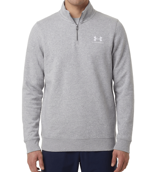 Under Armour Icon Fleece Quarter Zip Pullover in Mod Grey Light Heather /  White