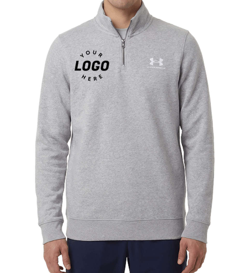 Under Armour Icon Fleece Quarter Zip Pullover in Mod Grey Light Heather / White
