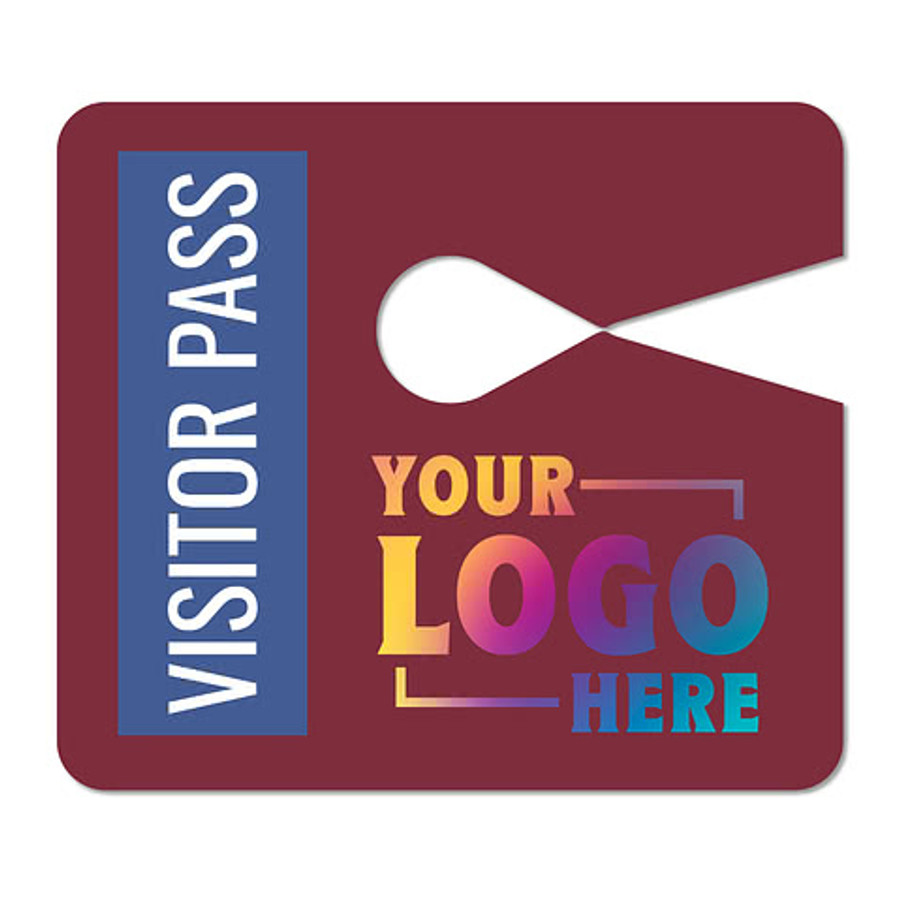 Full Color 4" x 3.5" Jumbo Parking Permit Mirror Hang Tag in White