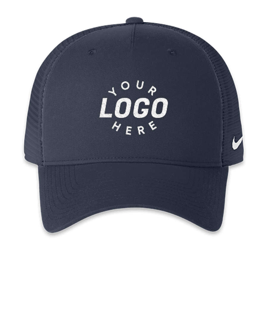 Nike Recycled Snapback Trucker Hat - Embroidered in Navy / Navy
