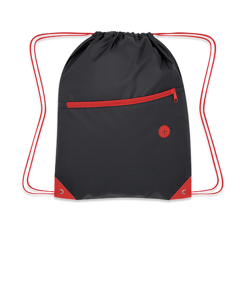 Color Pop Zippered Drawstring Bag in Red