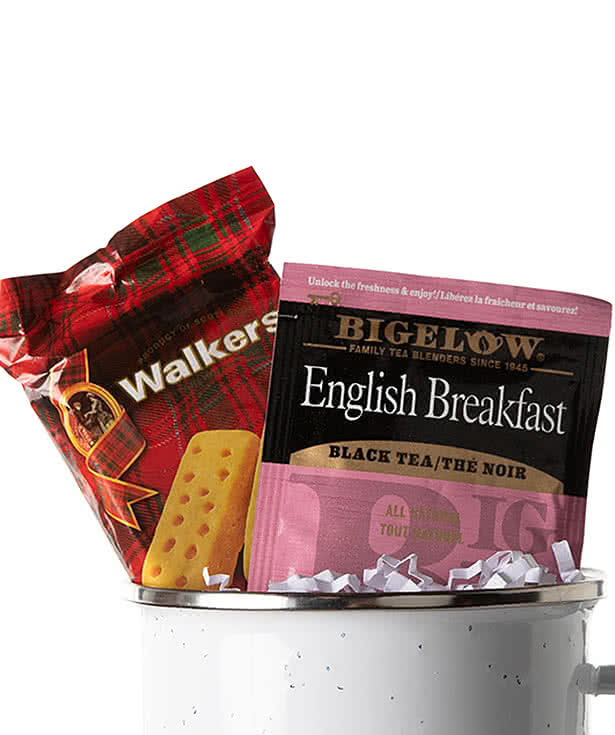 16 oz. Speckled Camper Mug with Shortbread Cookies and Tea