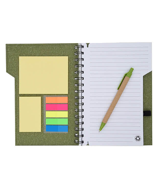 Inspire Soft Cover Spiral Notebook with Sticky Notes and Pen