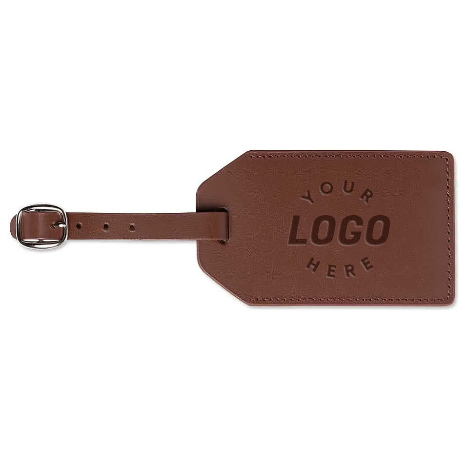 Debossed Grand Central Leather Luggage Tag