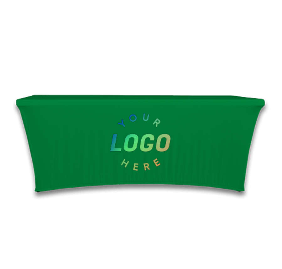Full Color 8' Ultrafit Classic Stretch Tablecloth in Kelly Green