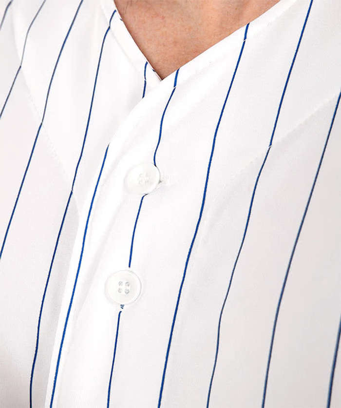 Augusta Sportswear 1685 Pinstripe Full Button Baseball Jersey - White/ Royal L