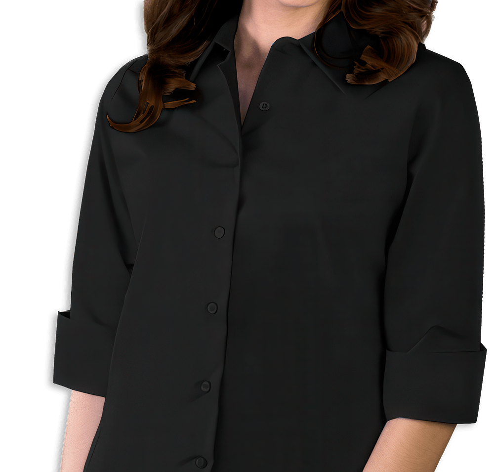 Blue Generation Women's Stretch Poplin 3/4 Sleeve Dress Shirt-default