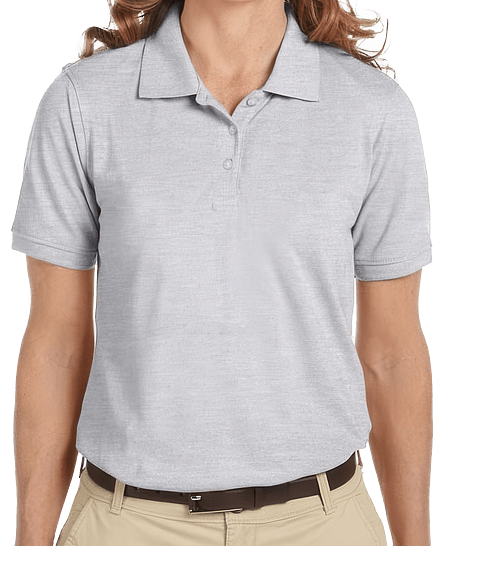 Harriton Women's Easy Blend Pique Polo - Embroidered in Grey Heather