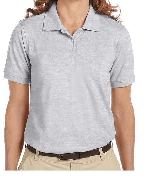 Harriton Women's Easy Blend Pique Polo - Printed in Grey Heather