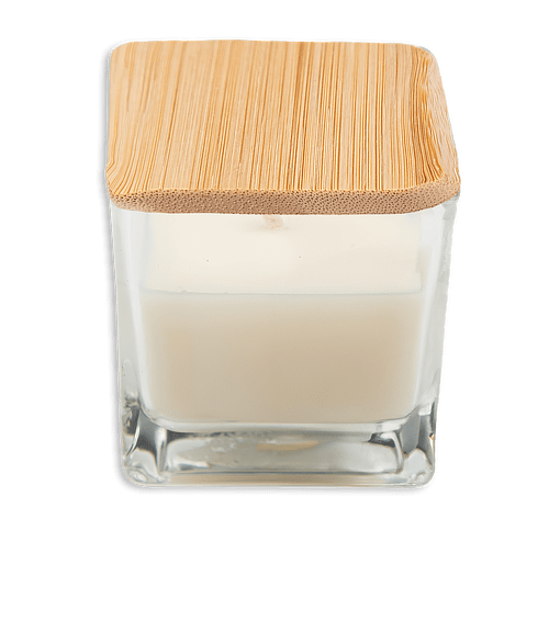 Mini Scented Candle with Bamboo Lid in Clear