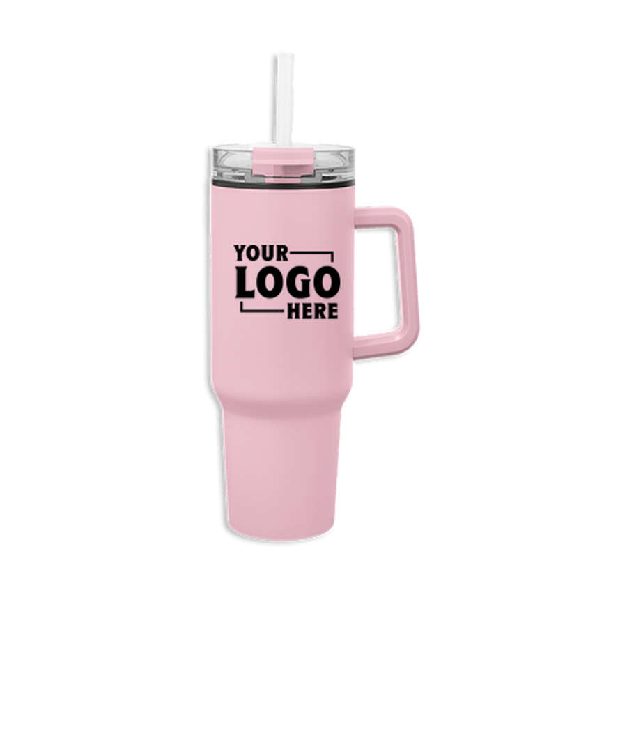 40 oz. Quest Stainless Steel Recycled Tumbler with Straw in Recycled Pink