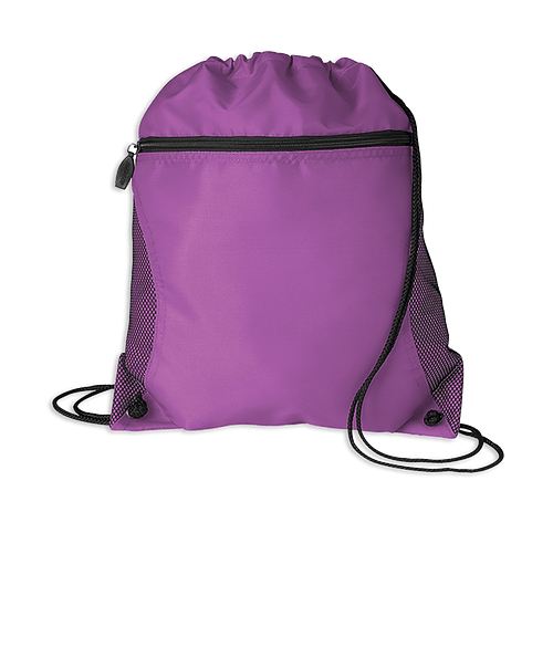 Full Color Lightweight Zippered Drawstring Bag in Purple