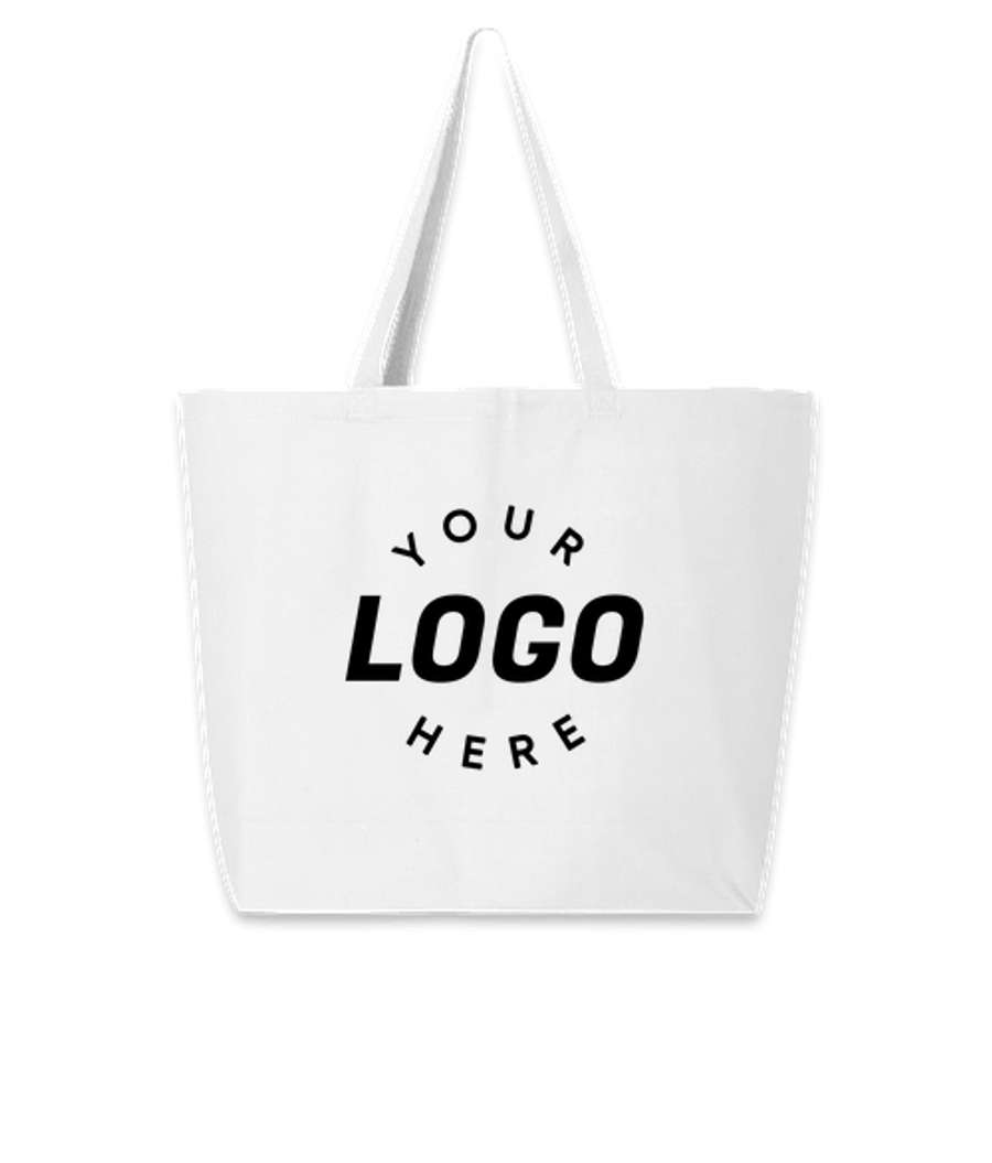 Jumbo Gusseted Cotton Canvas Tote Bag in White