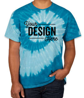 Dyenomite 100% Cotton Two-Tone Spiral Tie-Dye T-shirt - Color: Royal