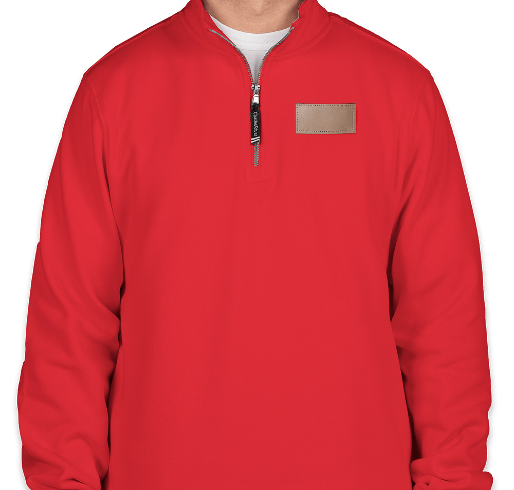 Charles River Crosswind Quarter Zip Sweatshirt - Faux Leather Patch-default