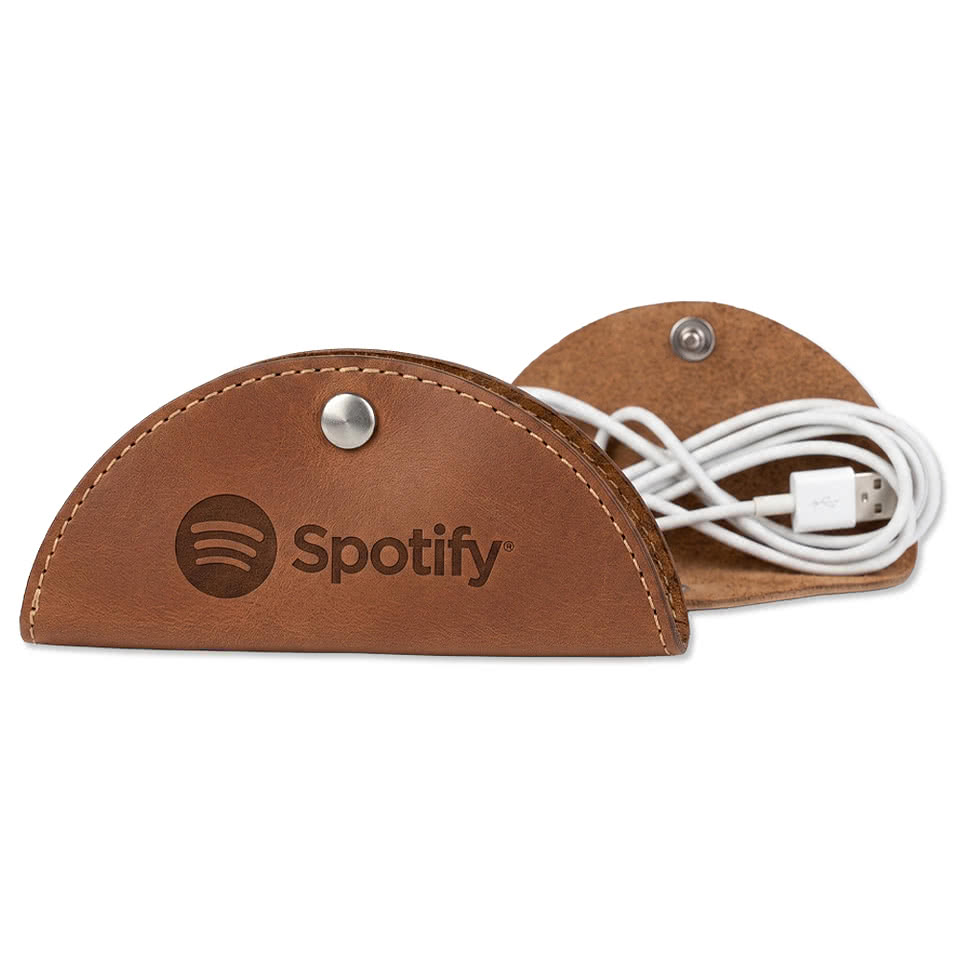 Debossed Piper Leather Cord Keeper Tech Organizer