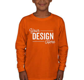 Gildan Youth Ultra Cotton Long Sleeve T-shirt - Color: Orange