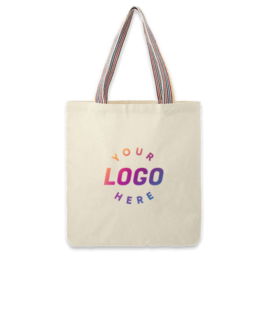 Rainbow Medium Recycled Cotton Convention Tote Bag in Natural