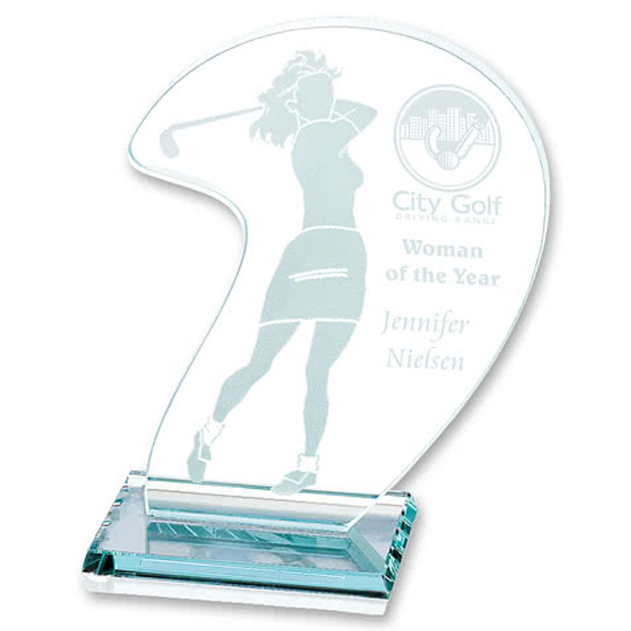 Laser Etched Female Golfer Award in Clear
