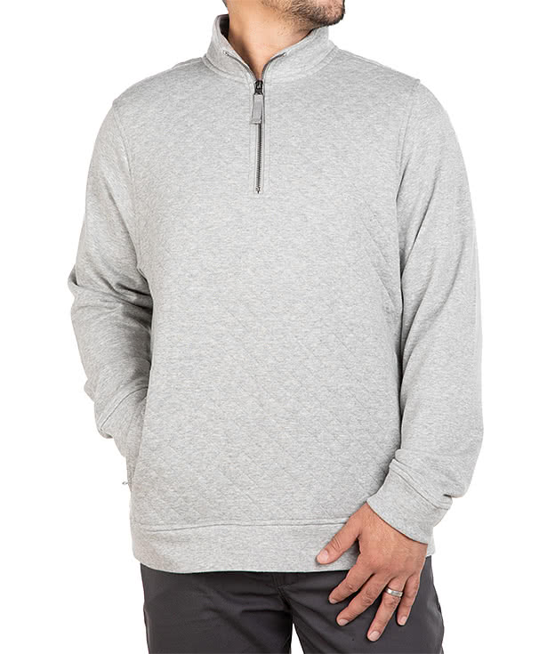 Charles River Franconia Quarter Zip Sweatshirt - Faux Leather Patch