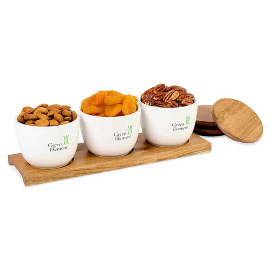 La Cuisine Appetizer Trio Serving Tray in Wood