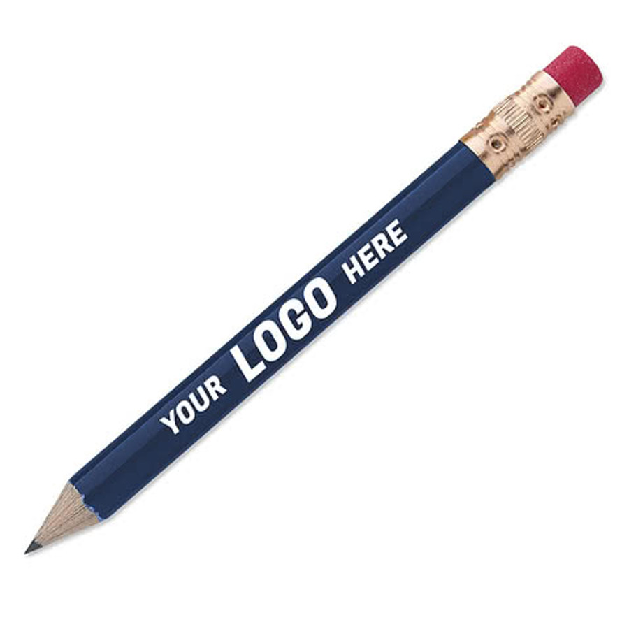 Round Wood Golf Pencil with Eraser in White