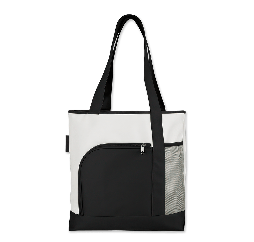 Color Bright Medium Two-Tone Double Pocket Tote Bag-default