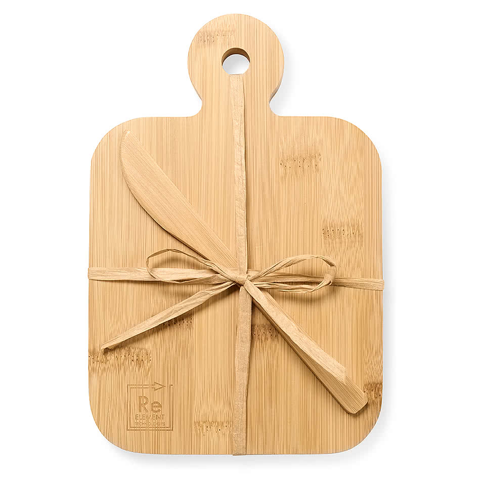 Laser Engraved Bamboo Serving Board & Cheese Spreader Gift Set