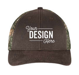 Port Authority Pigment Dyed Camo Trucker Hat - Color: Realtree Edge/ Brown