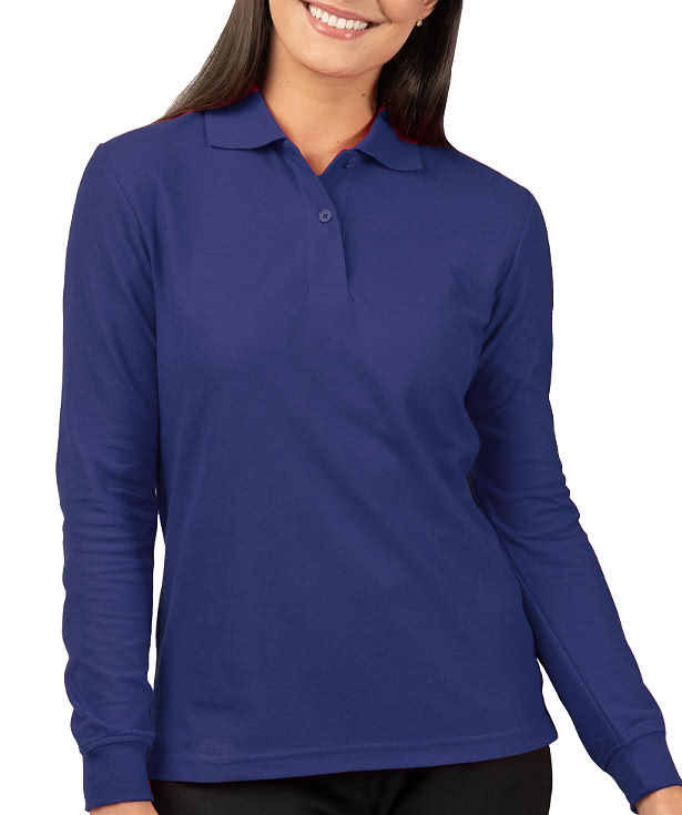 Blue Generation Women's Soft Touch Long Sleeve Pique Polo